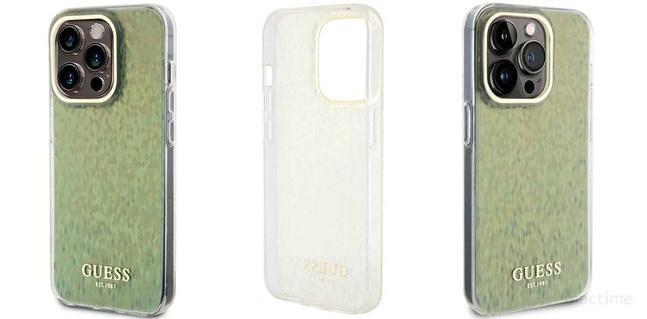 Чехол Guess Faceted Mirror Disco Hard для iPhone 15 Pro золотого цвета